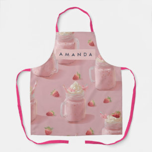 Tablier Motif de Milkshake aux Fraises Kawaii Personnalisé