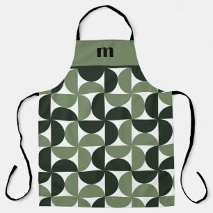 Tablier Motif de monogramme vert Sage