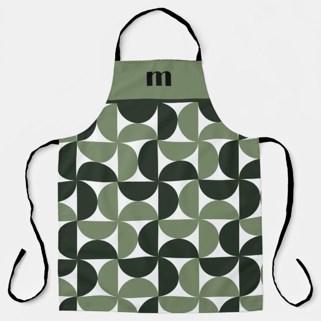 Tablier Motif de monogramme vert Sage (Recto)