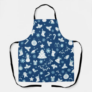 Tablier Motif de Noël Bleu Élégant