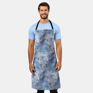 Tablier Motif de Noël bleu texturé de glace et de neige