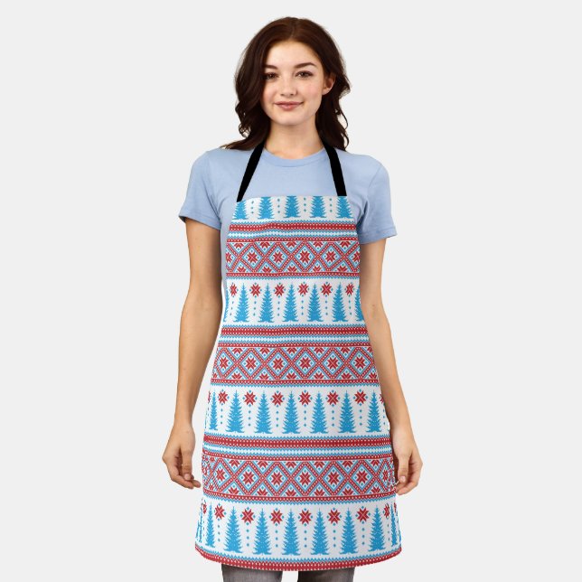 Tablier Motif de Noël de pull affreux Pixel (Porté)