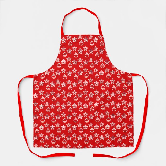 Tablier Motif de Noël élégant sur fond rouge (Recto)