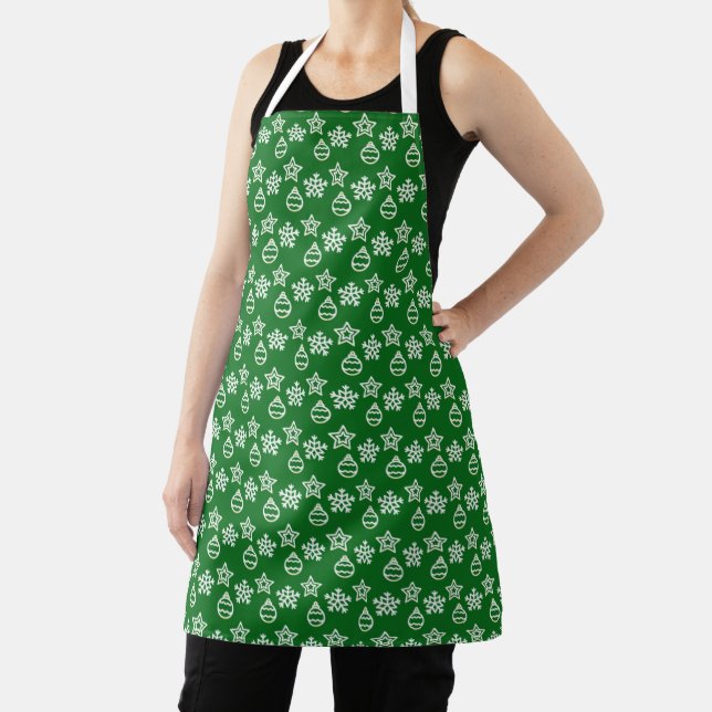 Tablier Motif de Noël élégant sur fond vert (Insitu)
