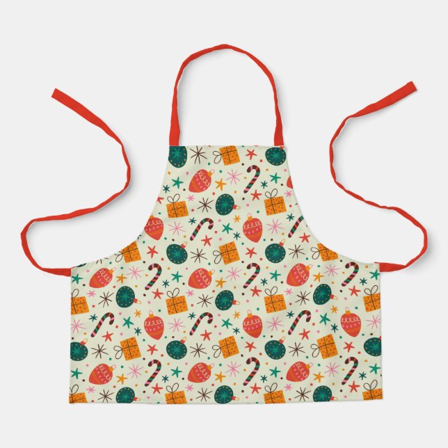 Tablier Motif de Noël rétro et cadeau (Recto)