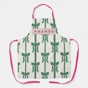 Tablier Motif de nœud de ruban vert élégant personnalisé