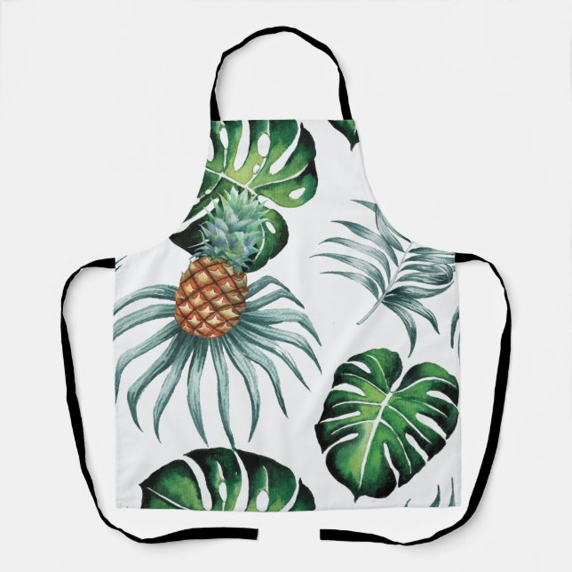 Tablier Motif de palmier de jungle à l'aquarelle tropicale (Recto)
