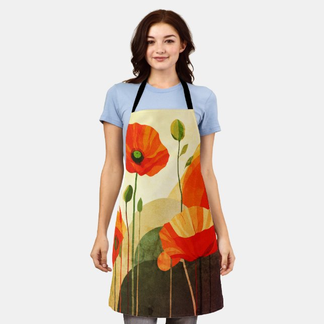 Tablier Motif de paysage floral rétro (Porté)