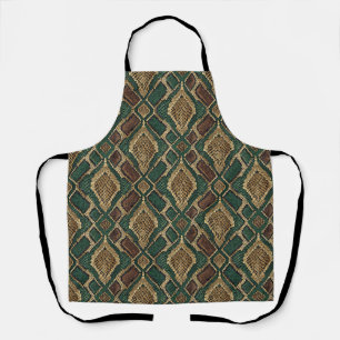 Tablier Motif de peau de serpent vert et or - Impression a
