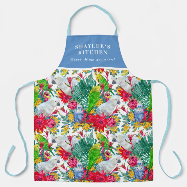 Tablier Motif de perroquet tropical d'été australien (Recto)