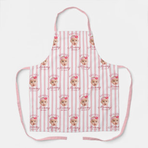 Tablier Motif de photo de visage personnalisé rose Maman M