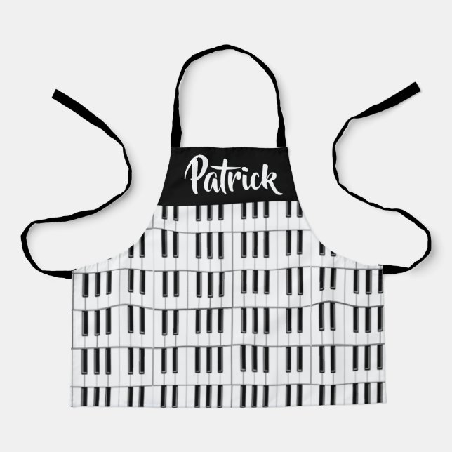 Tablier Motif de piano noir et blanc (Recto)