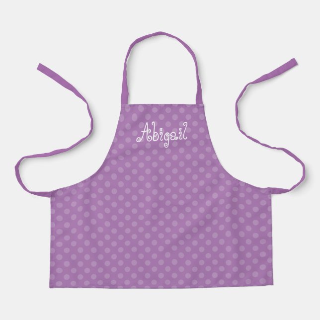 Tablier Motif de point Polka Lavender personnalisé et amus (Recto)