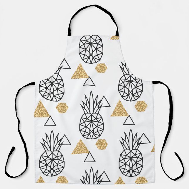 Tablier Motif de points d'or géométriques à ananas. (Recto)