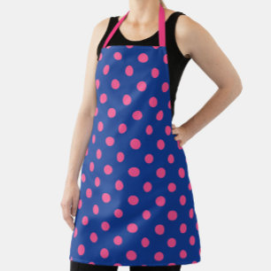 Tablier Motif de pois roses sur fond bleu
