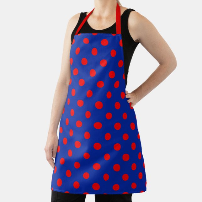 Tablier Motif de pois rouges sur fond bleu  (Créateur téléchargé)