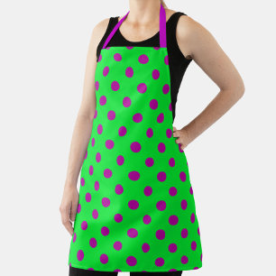 Tablier Motif de pois violet sur fond vert
