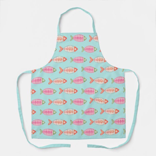 Tablier Motif de poisson d'été coloré côtier (Recto)
