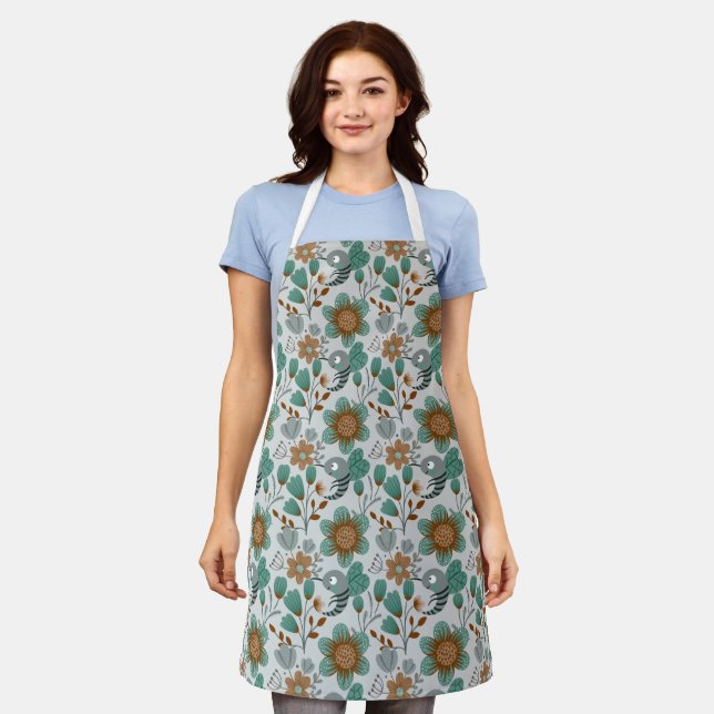 Tablier Motif de printemps coloré (Porté)