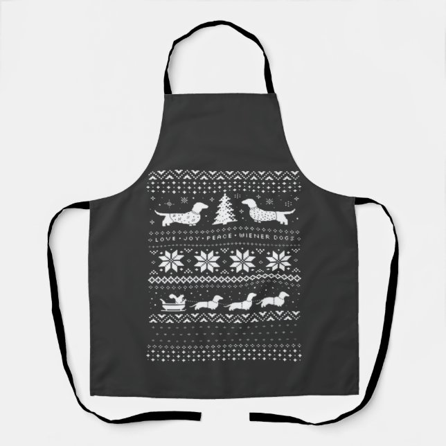 Tablier Motif de pull de Noël pour Dachshunds T-Shi classi (Recto)