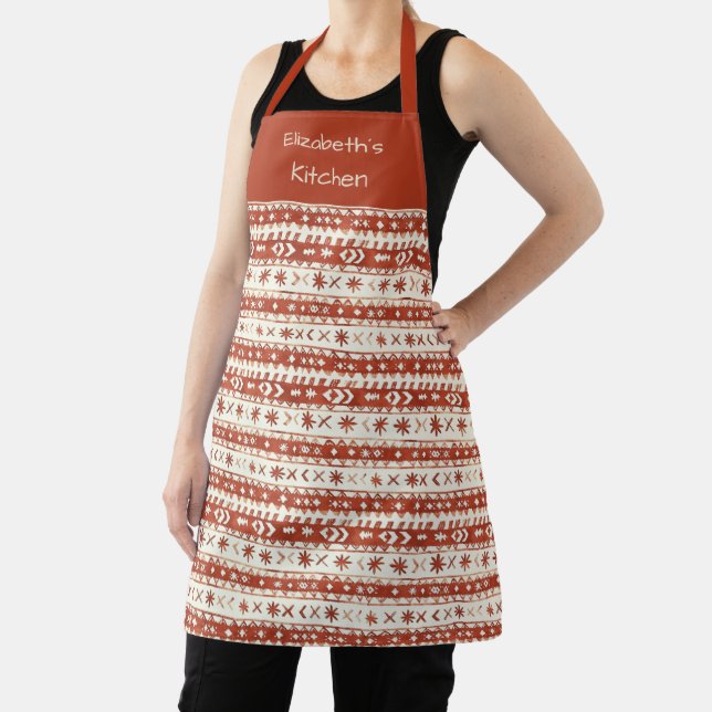 Tablier Motif de pull nordique Nom personnalisé Fêtes (Insitu)