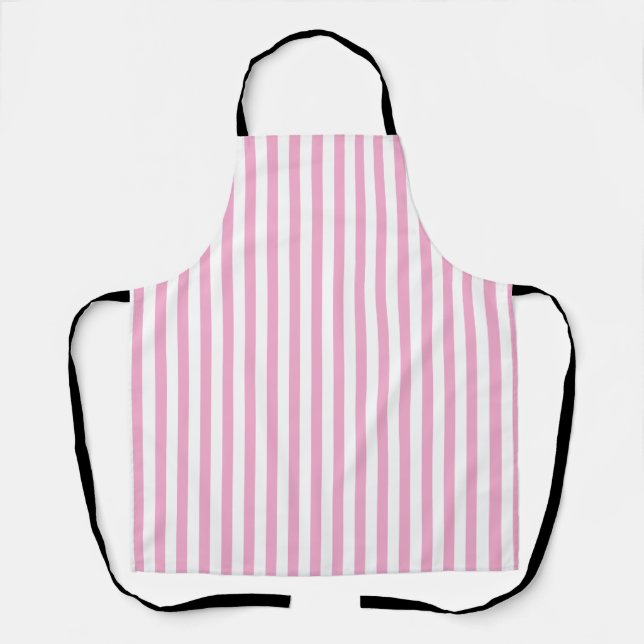 Tablier Motif de rayure verticale rose et blanc (Recto)