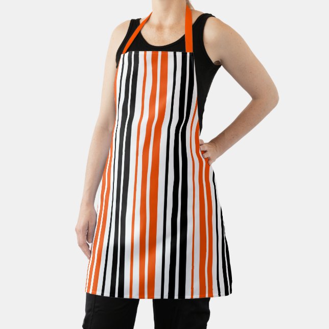 Tablier Motif de rayures orange noir blanc Design  (Insitu)
