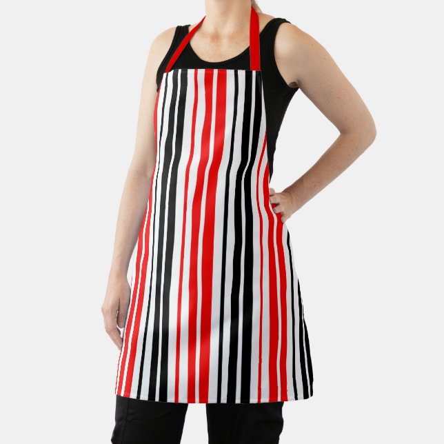 Tablier Motif de rayures rouges noires et blanches  (Insitu)