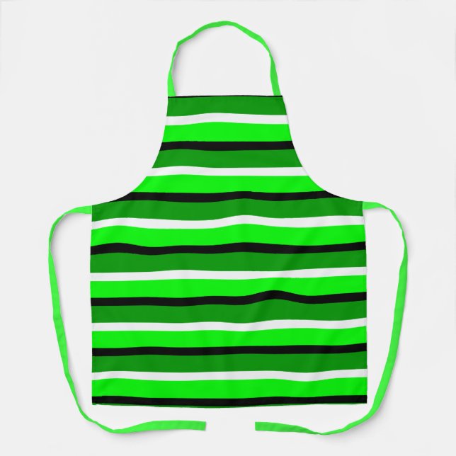 Tablier Motif de rayures vert clair et foncé (Recto)