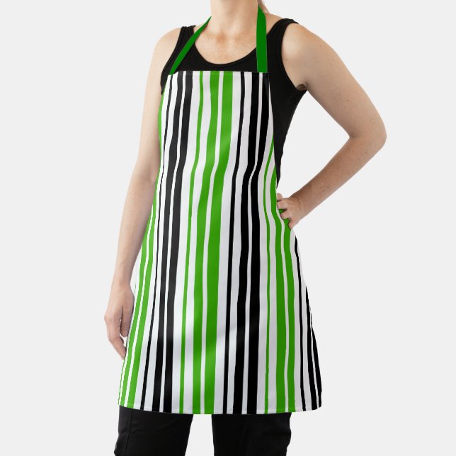 Tablier Motif de rayures vert noir blanc  (Insitu)