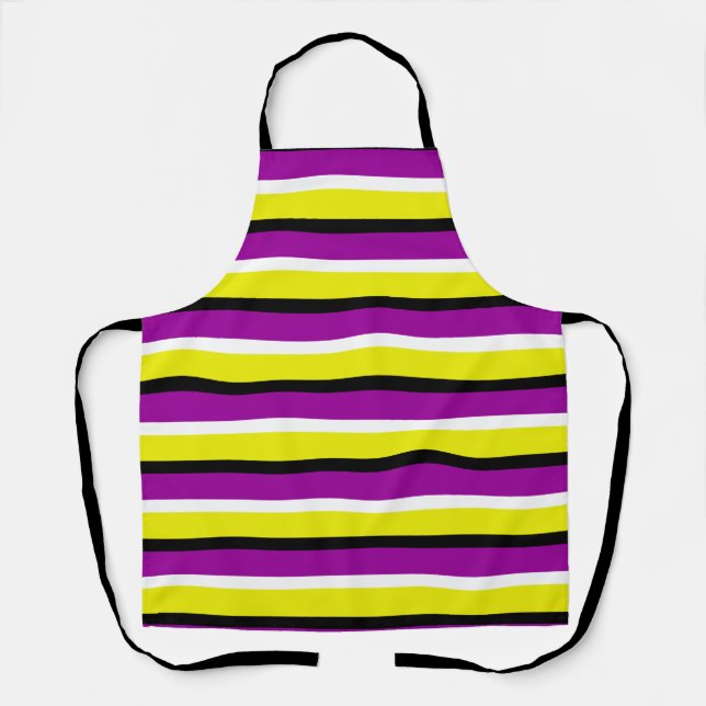 Tablier Motif de rayures violet jaune (Recto)