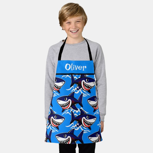Tablier Motif de requin de dessin animé drôle (Porté)