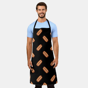Tablier Motif de restauration rapide Hot Dog sur fond noir