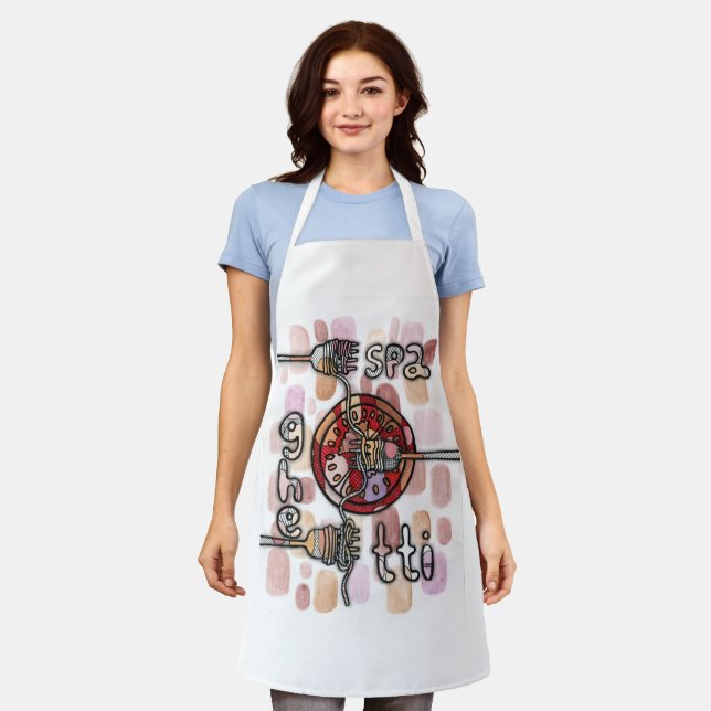 Tablier Motif de spaghetti aux pâtes complexes - Main déta (Porté)