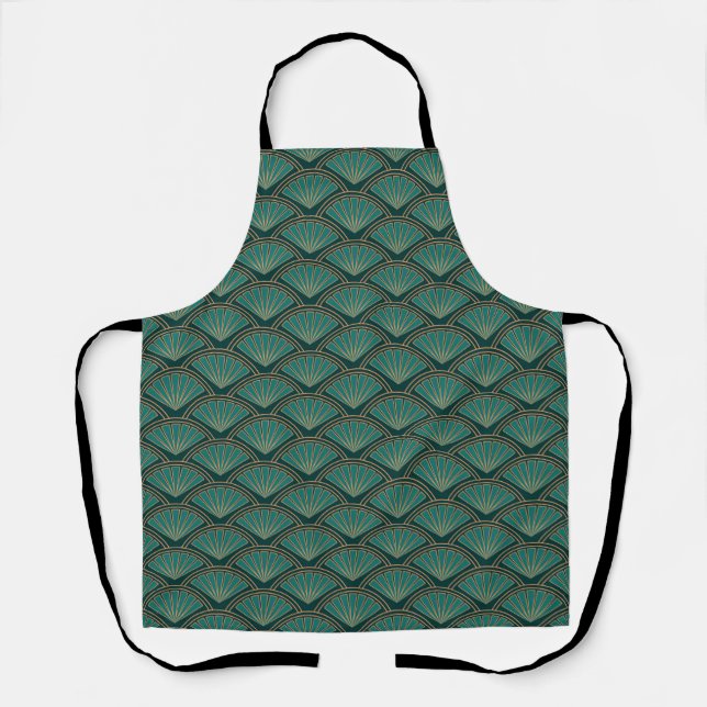 Tablier Motif de style Art déco en vert turquoise (Recto)