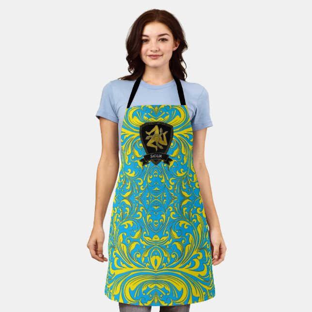 Tablier Motif de style baroque Trinacria sicilienne (Porté)