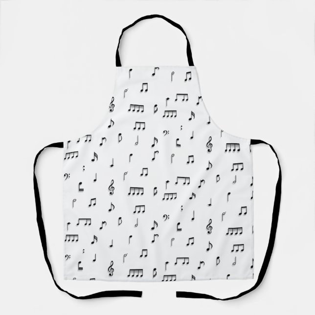 Tablier Motif de symboles Black & White Music Notes (Recto)
