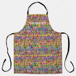 Tablier motif de symboles de paix multicolores