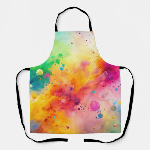 Tablier Motif de taches d'aquarelle abstraite vibrant