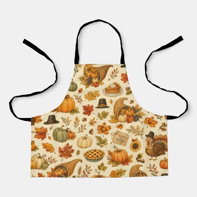 Tablier Motif de Thanksgiving à l'aquarelle  (Recto)