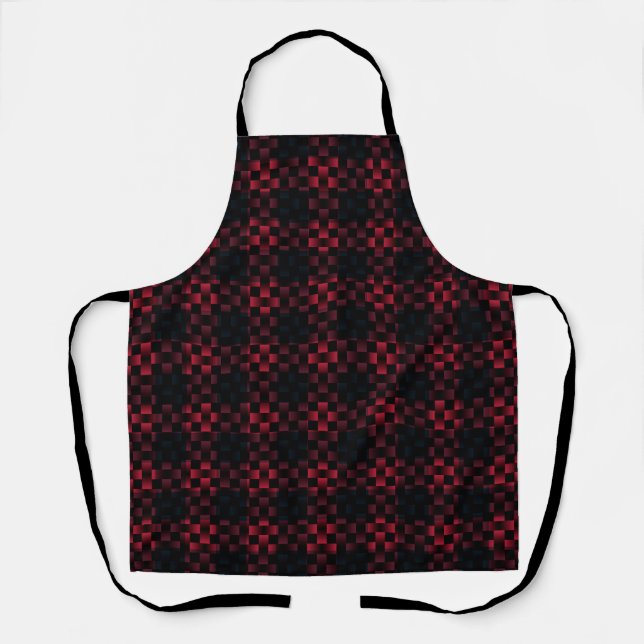 Tablier Motif de tissage rouge noir (Recto)
