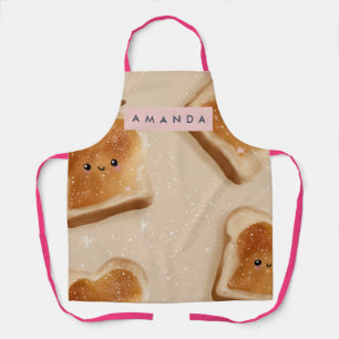 Tablier Motif de toast kawaii mignon personnalisé