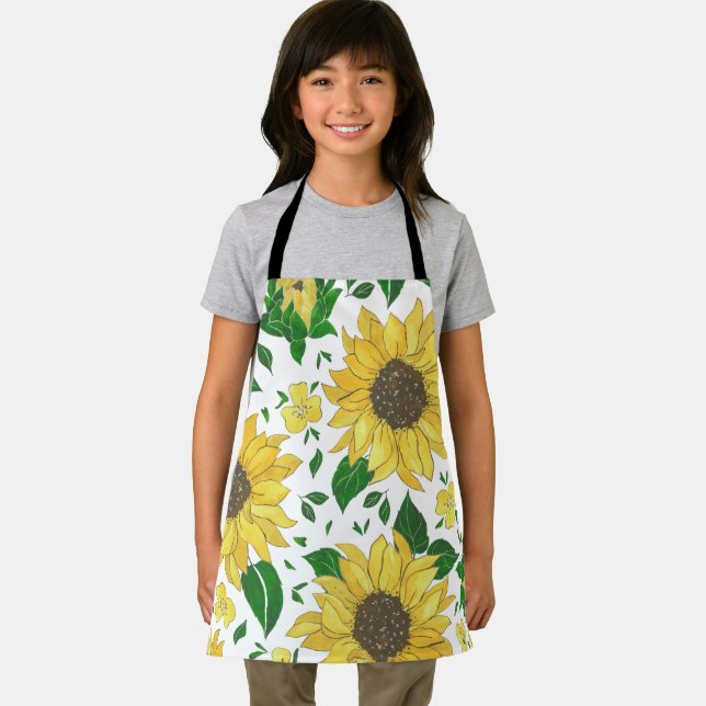 Tablier Motif de tournesol à l'aquarelle  (Insitu)