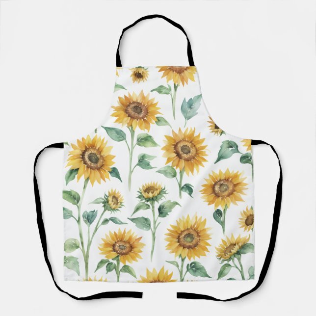 Tablier Motif de tournesol Aquarelle Botanique (Recto)