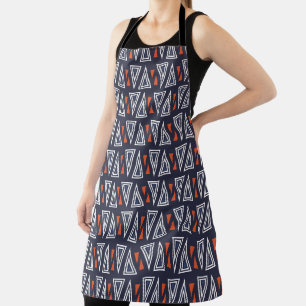 Tablier Motif de triangles géométriques bleu foncé et roug
