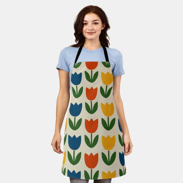 Tablier Motif de tulipe coloré (Porté)