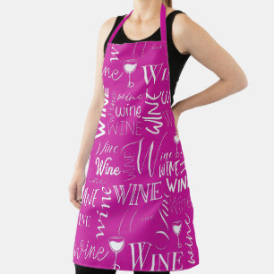 Tablier Motif De Typographie Du Vin Rose Chaud Et Blanc