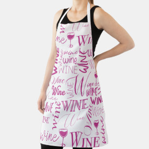 Tablier Motif De Typographie Du Vin Rose Chaud Et Blanc