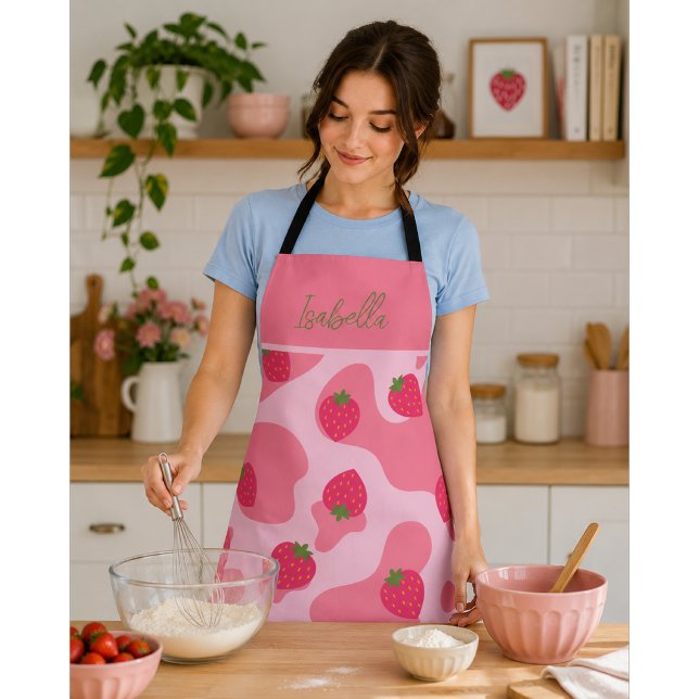 Tablier Motif de vache à fraise Kawaii mignon (Créateur téléchargé)