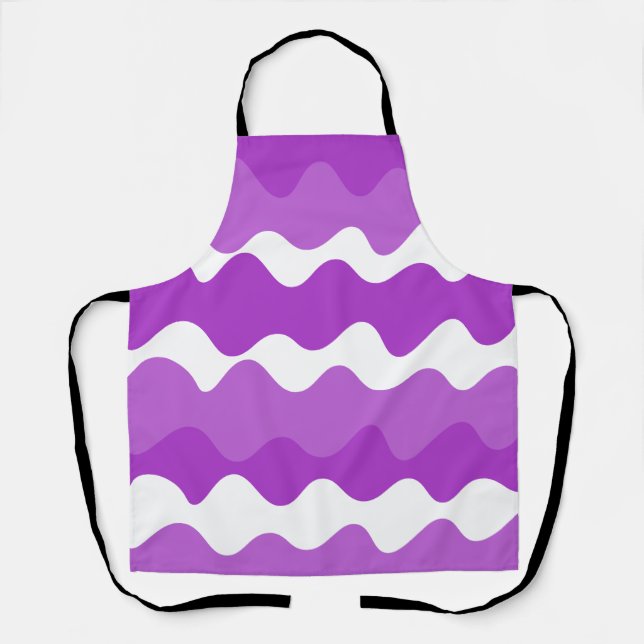 Tablier Motif de vagues horizontales violet et blanc (Recto)